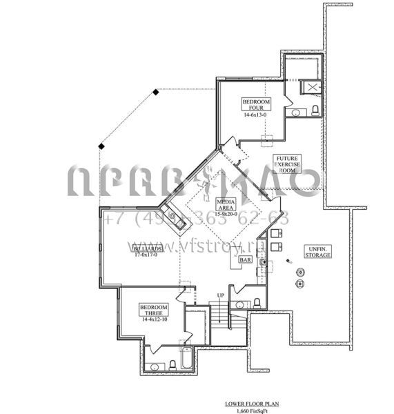 Проект одноэтажного дома с гаражом на три и более машин в английском стиле S5-239 (5631-00090)
