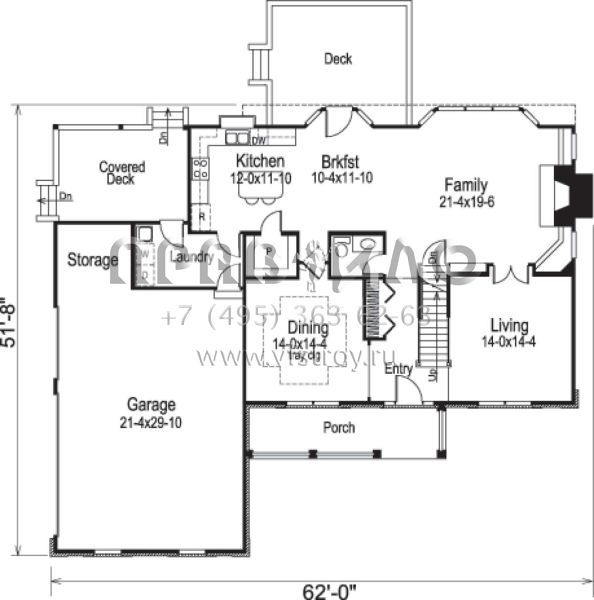 Проект двухэтажного дома с гаражом на три и более машин в американском стиле S5-254 (5633-00064)
