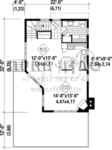 Проект двухэтажного дома без гаража в стиле Ранчо S5-100 (6146-00139)