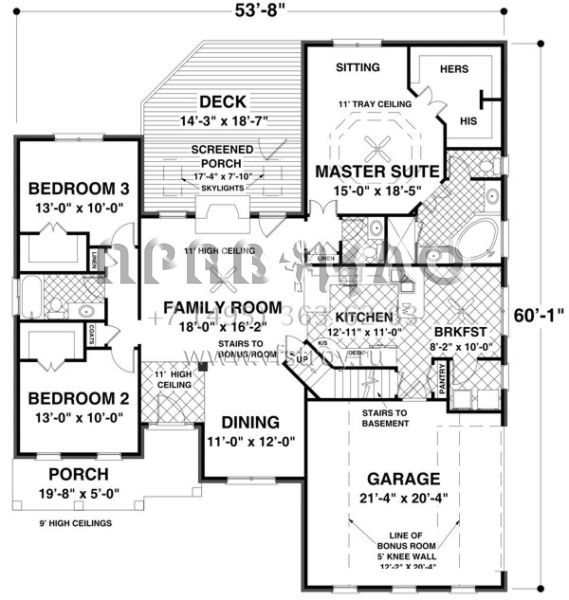 Проект одноэтажного дома с гаражом на две машины в стиле Ранчо S5-167 (036-00204)