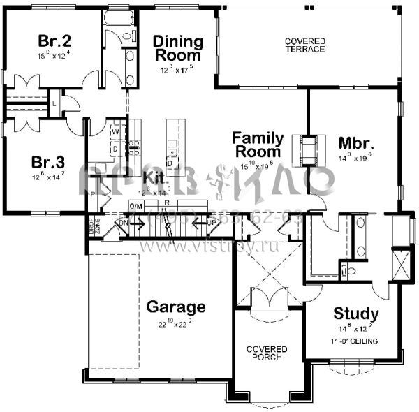 Проект одноэтажного дома с гаражом на две машины в английском стиле S5-219 (402-01478)