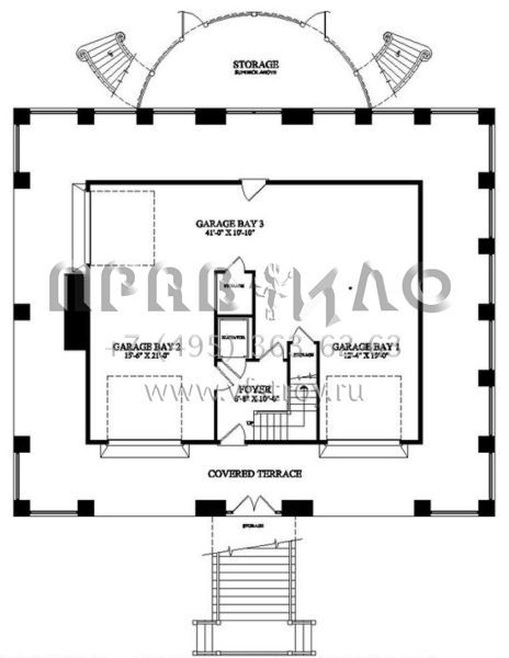 Проект двухэтажного дома с гаражом на три и более машин в стиле Ранчо S5-283 (7922-00033)