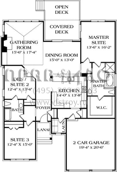 Проект одноэтажного дома с гаражом на две машины в стиле Ранчо S5-178 (3323-00052)