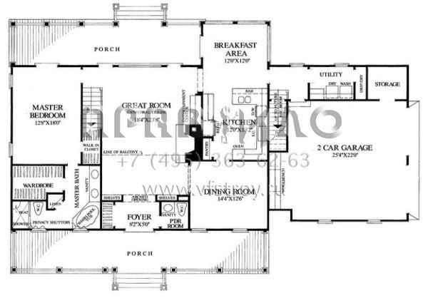 Проект двухэтажного дома с гаражом на две машины в стиле Ранчо S5-239 (7922-00198)