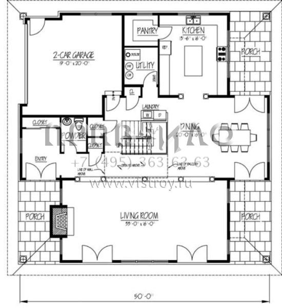 Проект двухэтажного дома с гаражом на две машины в прибрежном стиле S5-339 (1754-00027)
