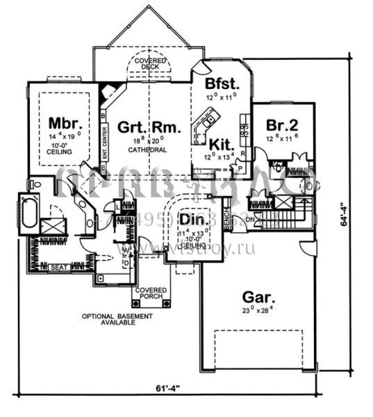 Проект одноэтажного дома с гаражом на две машины в стиле Ранчо S5-201 (963-00033)