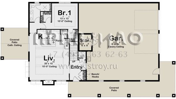 Проект двухэтажного дома с гаражом на две машины в стиле БарнХаус S5-195 (963-00726)
