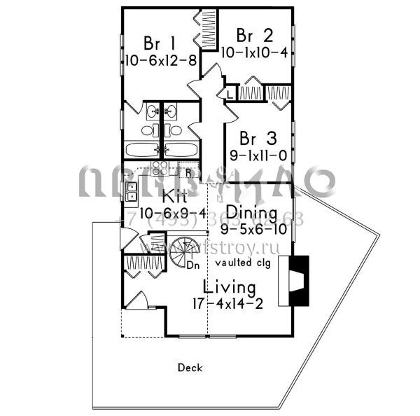 Проект одноэтажного дома без гаража в стиле Ранчо S5-147 (5633-00414)