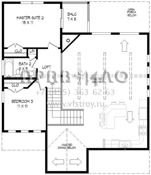 Проект двухэтажного дома без гаража в современном стиле S5-171 (940-00109)