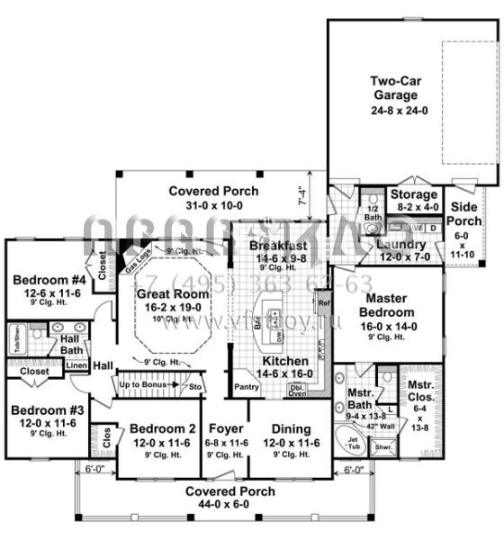 Проект одноэтажного дома с гаражом на две машины в стиле Ранчо S5-217 (348-00256)