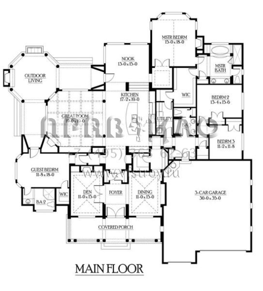 Проект одноэтажного дома с гаражом на три и более машин в американском стиле S5-325 (341-00186)