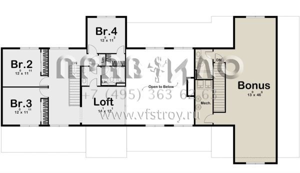 Проект двухэтажного дома с гаражом на три и более машин в стиле БарнХаус S5-285 (963-00736)