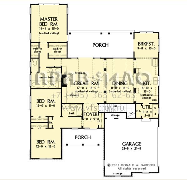 Проект одноэтажного дома с гаражом на две машины в стиле Ранчо S5-178 (2865-00369)