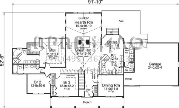 Проект одноэтажного дома с гаражом на две машины в классическом стиле S5-206 (5633-00200)