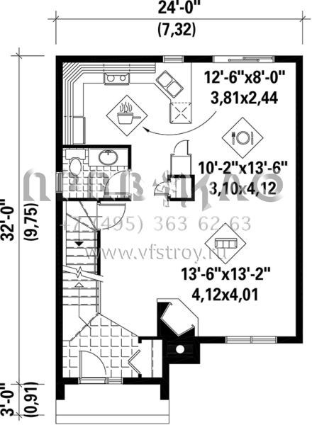 Проект двухэтажного дома без гаража в стиле Ранчо S5-129 (6146-00147)