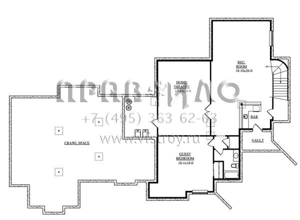 Проект двухэтажного дома с гаражом на три и более машин в американском стиле S5-635 (5631-00041)