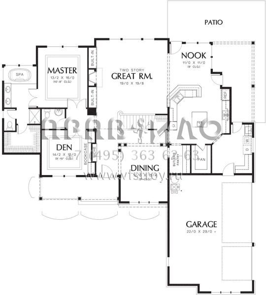 Проект двухэтажного дома с гаражом на три и более машин в американском стиле S5-282 (2559-00303)