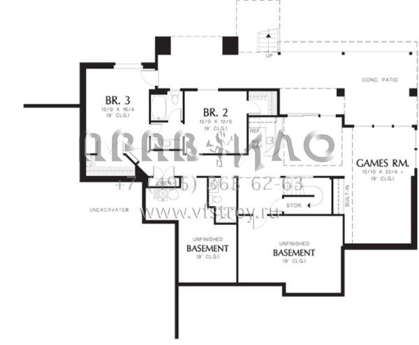 Проект одноэтажного дома с гаражом на три и более машин в современном стиле S5-336 (2559-00156)