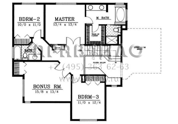 Проект двухэтажного дома с гаражом на три и более машин в стиле Ранчо S5-216 (692-00161)