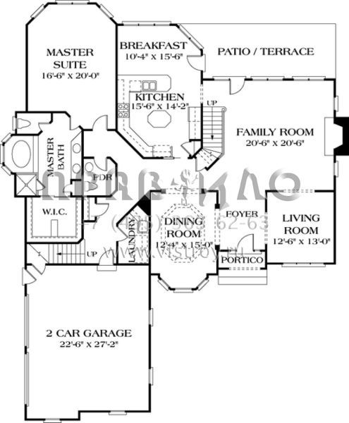 Проект двухэтажного дома с гаражом на две машины в стиле Ранчо S5-355 (3323-00375)