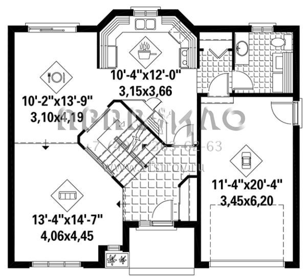 Проект двухэтажного дома с гаражом на одну машину в английском стиле S5-166 (6146-00209)