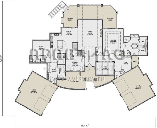 Проект одноэтажного дома с гаражом на три и более машин в стиле Шале S5-322 (5631-00085)