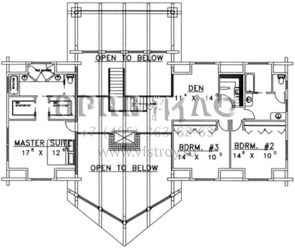 Проект двухэтажного дома с гаражом на три и более машин в русском стиле S5-324 (039-00029)