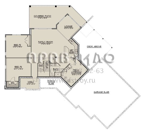 Проект одноэтажного дома с гаражом на три и более машин в американском стиле S5-166 (5032-00044)