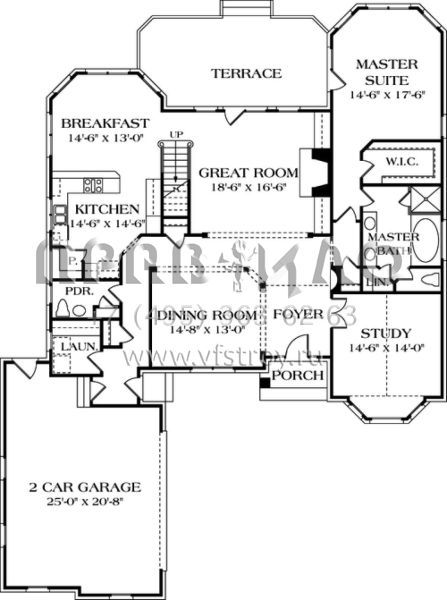 Проект двухэтажного дома с гаражом на две машины в стиле Ранчо S5-296 (3323-00209)