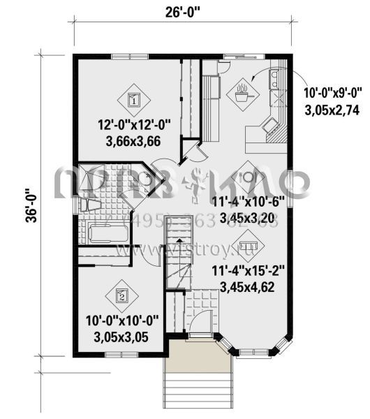 Проект одноэтажного дома без гаража в стиле Ранчо S5-86 (6146-00421)