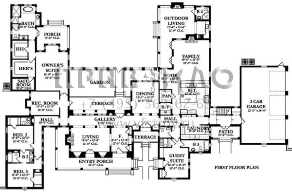 Проект двухэтажного дома с гаражом на три и более машин в современном стиле S5-532 (3978-00004)