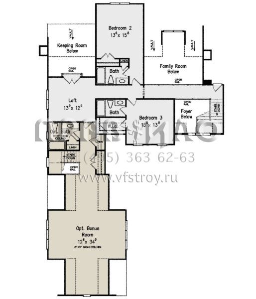 Проект двухэтажного дома с гаражом на три и более машин в стиле Ранчо S5-338 (8594-00248)