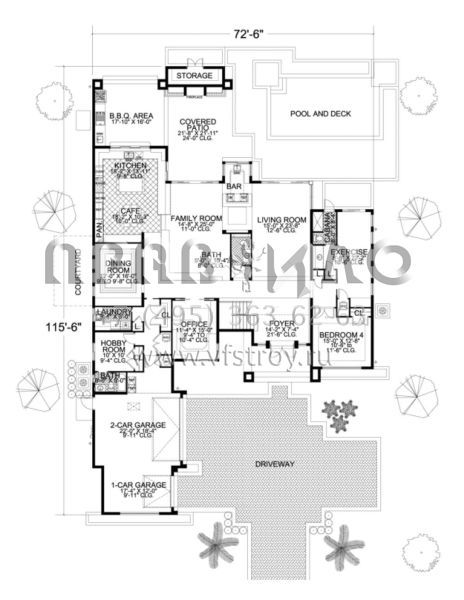 Проект двухэтажного дома с гаражом на три и более машин в современном стиле S5-516 (168-00071)