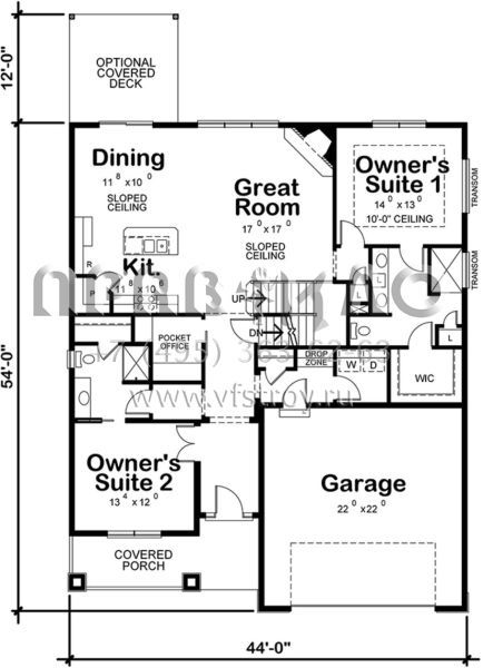 Проект двухэтажного дома с гаражом на две машины в американском стиле S5-207 (402-01514)