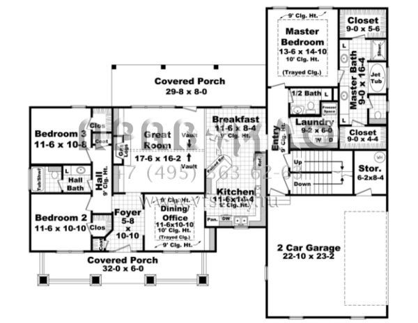 Проект одноэтажного дома с гаражом на две машины в стиле Ранчо S5-178 (348-00180)