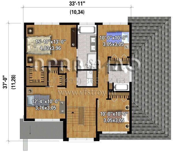 Проект двухэтажного дома с гаражом на две машины в современном стиле S5-205 (6146-00532)