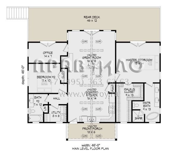 Проект одноэтажного дома без гаража в современном стиле S5-126 (940-00374)