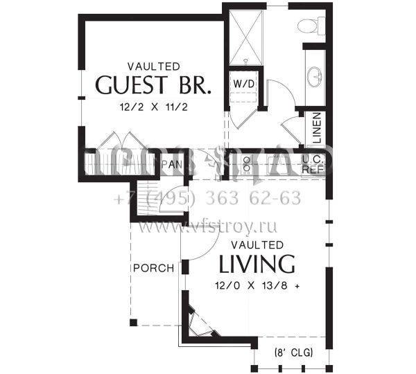 Проект одноэтажного дома без гаража в английском стиле S5-51 (2559-00684)