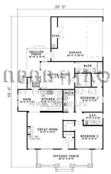 Проект одноэтажного дома с гаражом на две машины в стиле Ранчо S5-130 (110-00482)