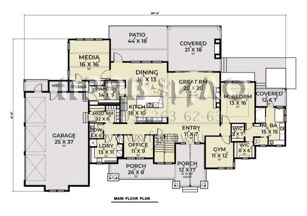 Проект двухэтажного дома с гаражом на три и более машин в современном стиле S5-437 (2464-00119)