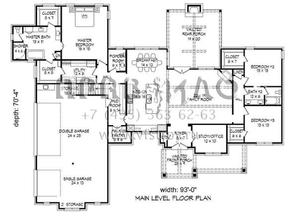 Проект двухэтажного дома с гаражом на три и более машин в американском стиле S5-304 (940-00061)