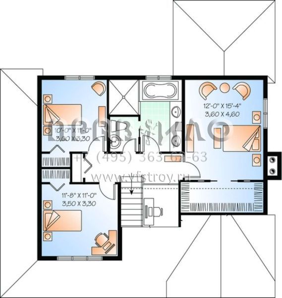 Проект двухэтажного дома без гаража в английском стиле S5-200 (034-00448)