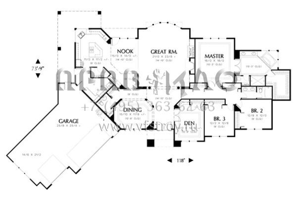 Проект одноэтажного дома с гаражом на три и более машин в английском стиле S5-301 (2559-00153)