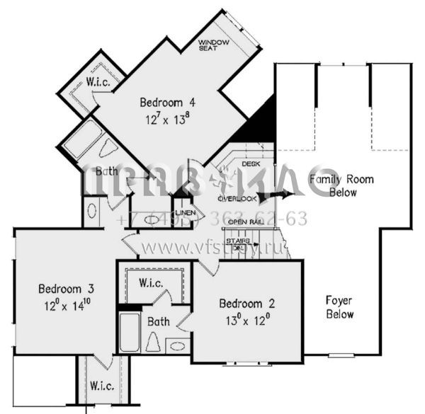 Проект двухэтажного дома с гаражом на три и более машин в стиле Ранчо S5-296 (8594-00400)