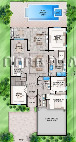 Проект двухэтажного дома с гаражом на две машины в современном стиле S5-258 (207-00077)