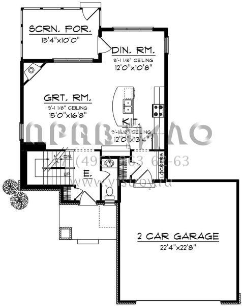 Проект двухэтажного дома с гаражом на две машины в американском стиле S5-149 (1020-00025)