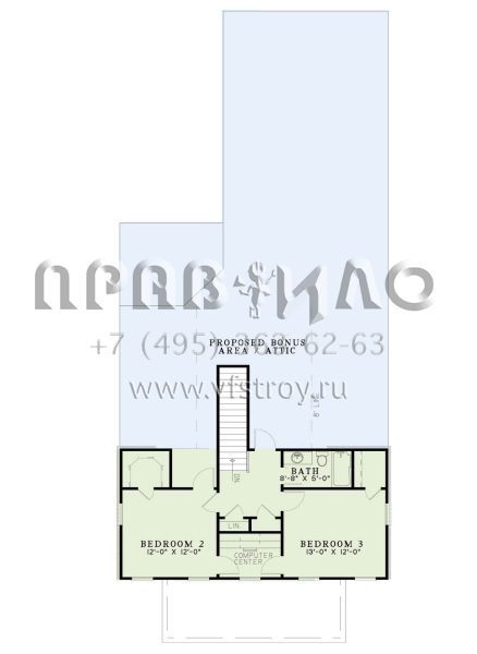 Проект двухэтажного дома с гаражом на две машины в стиле Ранчо S5-212 (110-00690)