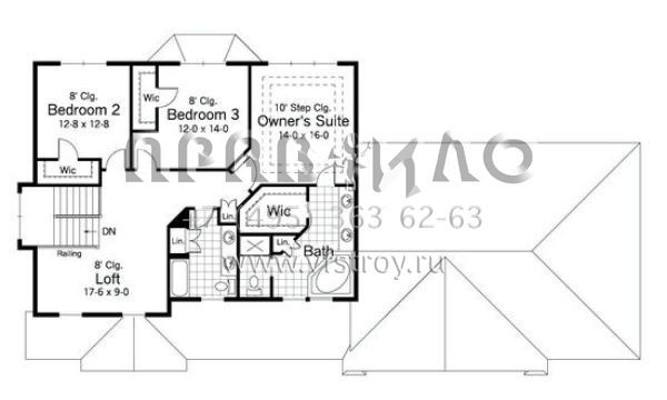 Проект двухэтажного дома с гаражом на три и более машин в американском стиле S5-250 (098-00015)