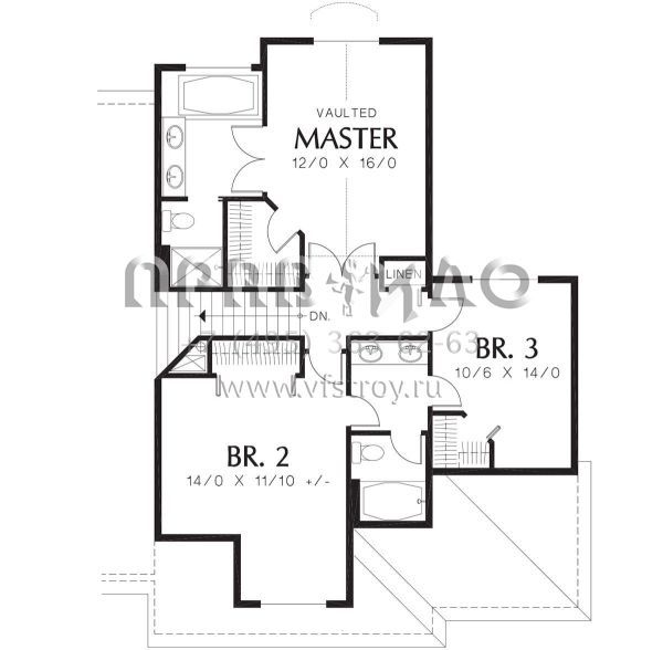 Проект двухэтажного дома с гаражом на три и более машин в стиле Ранчо S5-182 (2559-00238)