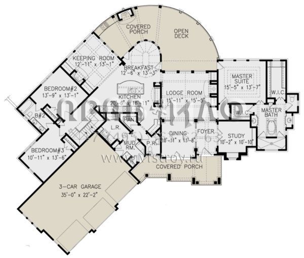 Проект одноэтажного дома с гаражом на три и более машин в американском стиле S5-243 (699-00329)